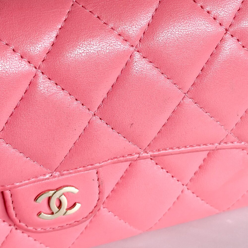 Chanel Classic Flap Wallet Pink Leather - Picture 2 of 16